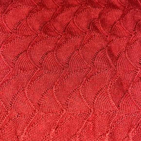 Sundance Frances Ruffle Turtleneck Sweater Scallop Pointelle Knit Rust Orange M - Picture 6 of 8